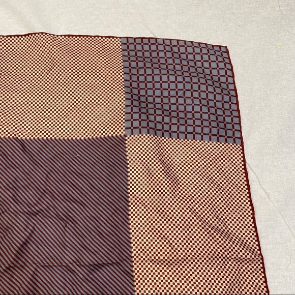 Square Daniel La Foret Brand Silk Scarf Geometric Print 26”x26” - Picture 8 of 14